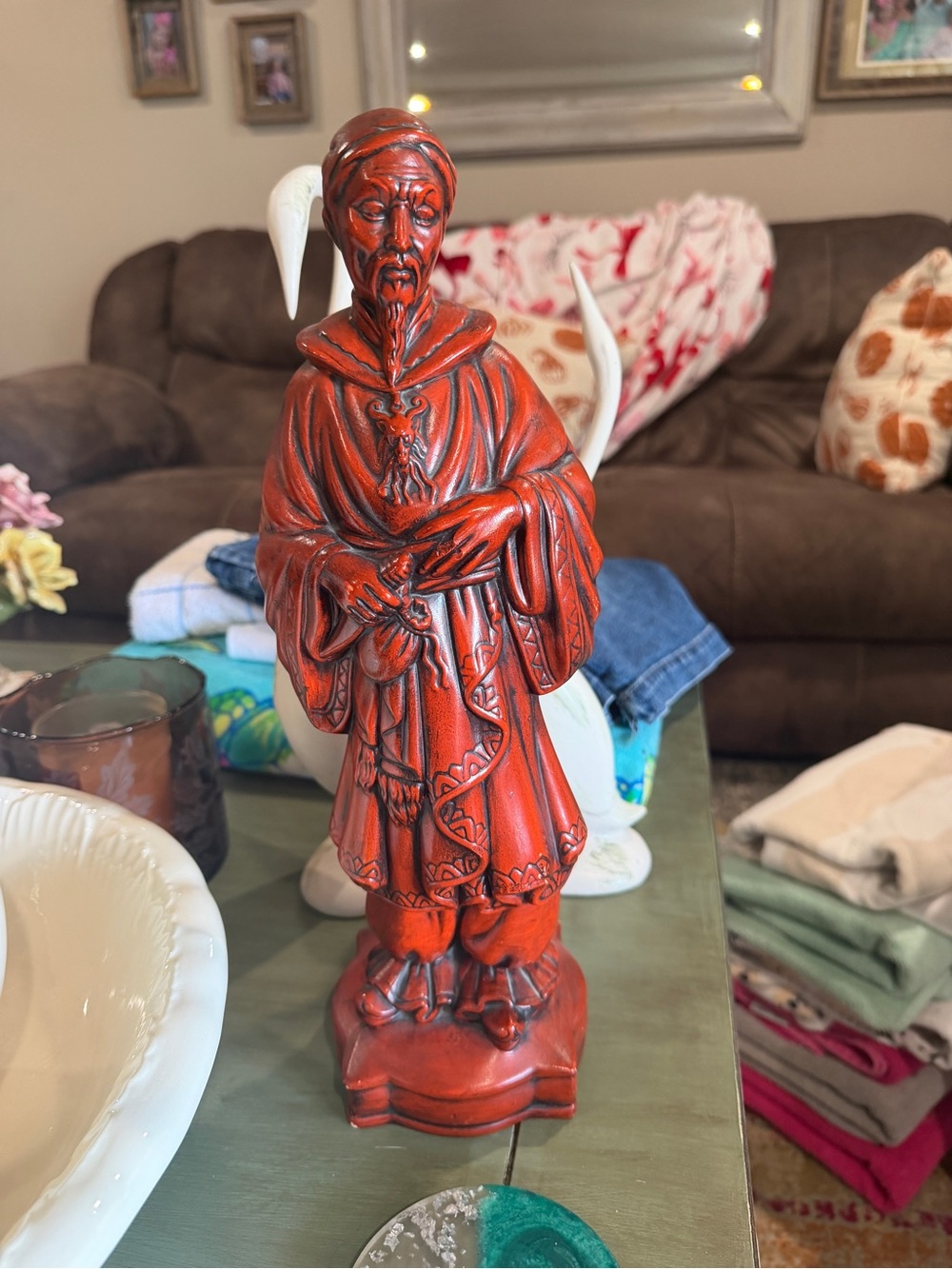Red Decorative Figurine Statue - Home Art Accent